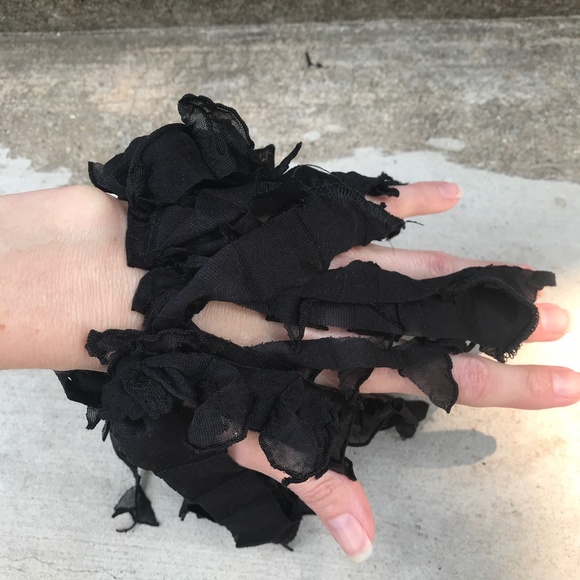 Black Fringe Hair Tie Mummy Costume Halloween Ghost Gothic Cheerleader - Picture 5 of 6